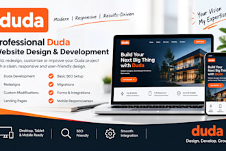 build, redesign duda website, modifications, landing pages, and migrations