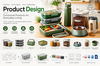 design 3d food containers, meal prep, lunchware, pet feeding and kitchen product