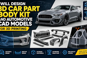 design 3d car part body kit and automotive cad models for 3d printing