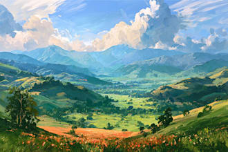 paint landscape in oil painting