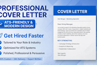 design a professional modern ats cover letter
