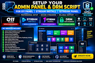 setup your admin panel, drm script for 011 panel, stream install, 1stream panel