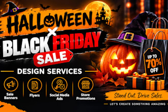 design halloween black friday sale banners, flyers and promotional graphics