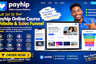 setup payhip online course website landing page sales funnel education store