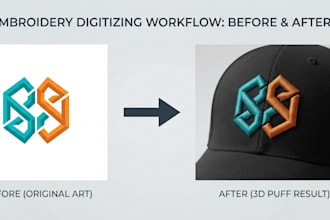 digitize your logo for 3d puff cap embroidery