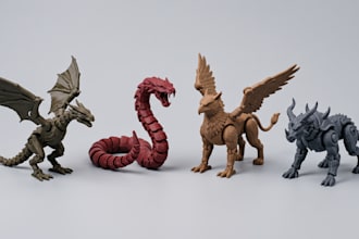 articulated dragon dinosaur fantasy creature flexi toy stl 3mf printable model