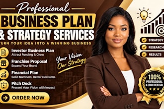 write investor business plan, franchise proposal, financial plan and pitch deck