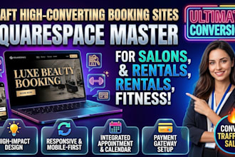 design squarespace booking website for salon, rental, or fitness business