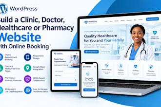 build a clinic doctor healthcare pharmacy wordpress website with online booking