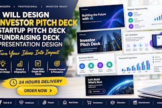 design an investor pitch deck, startup pitch deck, vc pitch deck, fundraising