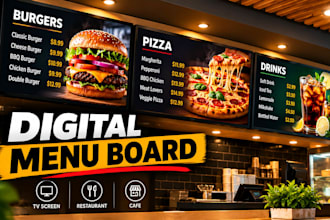 design digital menu board and TV screen menu for restaurants