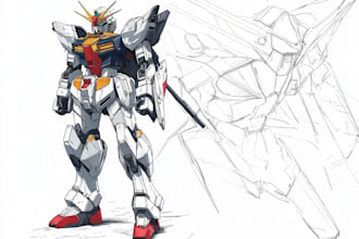 make a mecha robot gundam illustrations