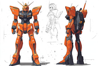 make illustration and concept mecha, gundam, and robot