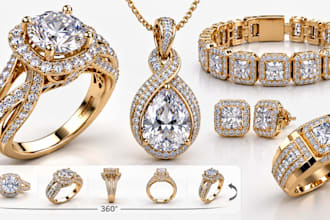 do jewelry design, photorealistic 3d jewelry rendering and 360 animation