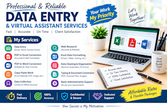 data entry data correction copy paste work excel to pdf word