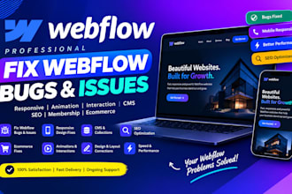 fix webflow bugs, responsive issues, cms, SEO and ecommerce website fixes