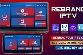 rebrand iptv app for android, ios, and smart TV with admin panel