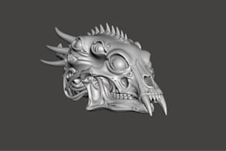 sculpt 3d creature skull, dark fantasy for printing, miniature monster, stl file