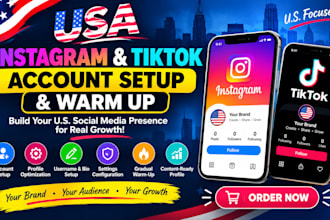create USA instagram, USA tiktok account, warm up instagram and tiktok account