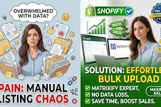bulk upload shopify product listing using matrixify CSV XML data file