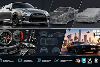 create 3d car part, vehicle model, automotive cad, 3d car models for games, gta