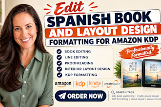 edit your spanish book and layout design formatting for amazon kdp