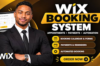 design wix home page calendar forms payment setup automated booking system