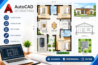 create autocad 2d drawings, floor plans, cad drafting and technical plans