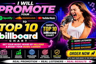 submit and promote your spotify music to top 10 billboard music chart