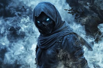 create dark horror character design and custom illustration