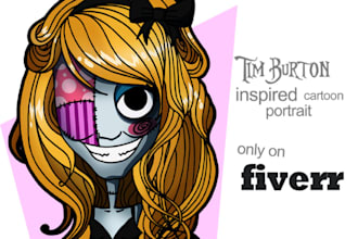 create a Tim Burton inspired cartoon portrait of you or anyone you know