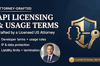 draft professional saas, software license, or API agreement as a US attorney