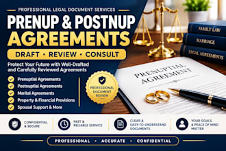 draft and review prenuptial, postnuptial and marital agreements