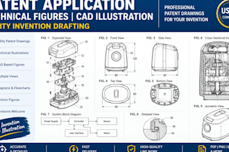 patent application technical figures cad illustration utility invention drafting