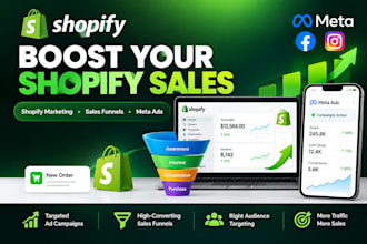 boost shopify sales with marketing, sales funnel and meta ads campaign promotion