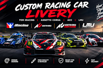 design custom racing car livery for iracing, assetto corsa, acc and lmu