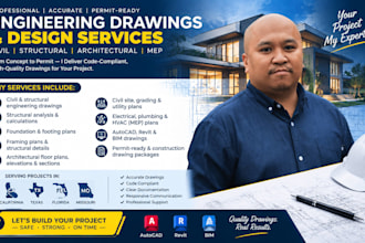 create civil and structural engineering drawings for ca tx fl mo permits