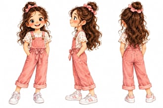 design cute childrens book characters expression and pose sheets