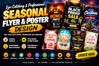 design seasonal flyers, halloween, black friday, christmas and event posters