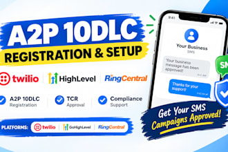 setup twilio a2p 10dlc, gohighlevel a2p and ringcentral registration