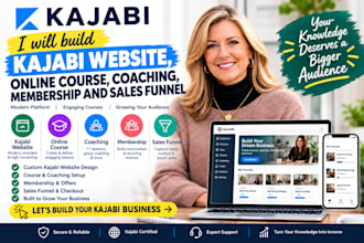 build kajabi website, online course, coaching, membership and sales funne