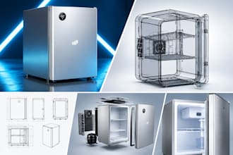 design a mini fridge, compact refrigerator, cooler or portable fridge in 3d cad