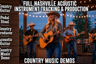 record real country acoustic guitar, pedal steel, or banjos for your demo
