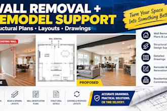 design wall removal, remodel support and structural plans