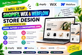 build shopify wix and web flow dropshipping stores