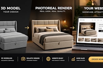 create 3d bed design with realistic render and ai animation