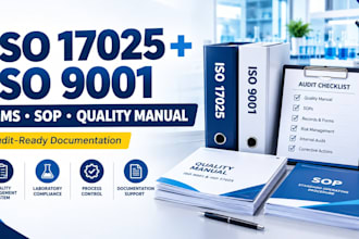 develop iso 17025 documentation, iso 9001, sop quality manual and accreditation