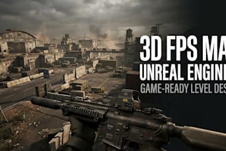 create 3d fps game map, ue5 game map, multiplayer fps map, 3d shooter game map
