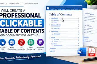 create a professional clickable table of contents and document formatting