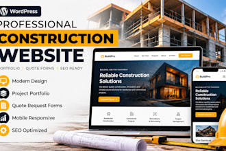 build wordpress construction website with portfolio and quote request forms